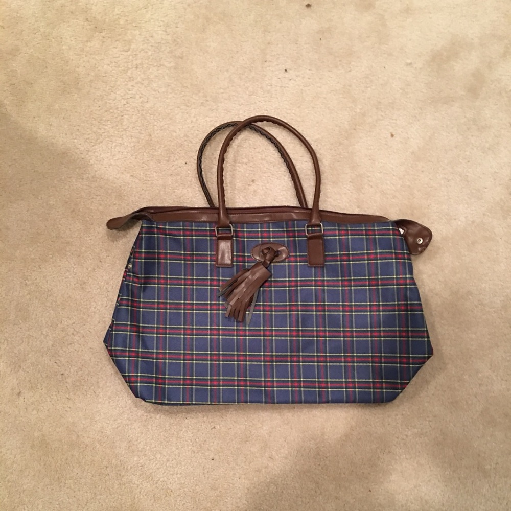 Plaid Overnight Tote